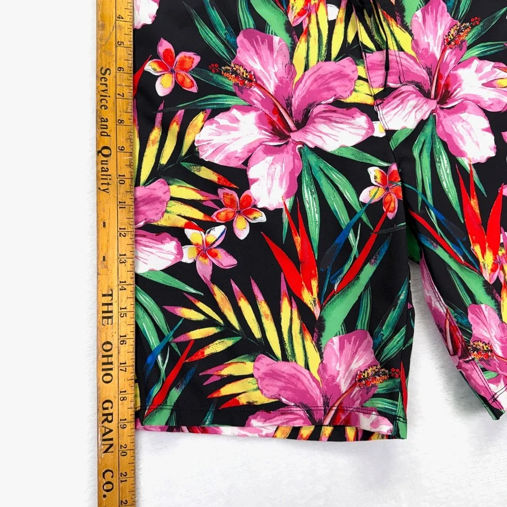 Hurley Phantom Board Shorts Mens 34 Black Pink Tropical Floral Hibiscus Stretch‎